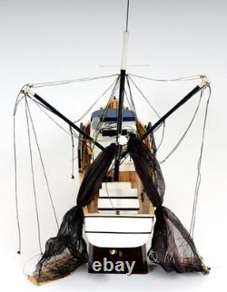 Modèle de bateau de crevettes en bois fait main entièrement assemblé