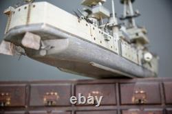 Modèle de bateau de guerre antique de la marine américaine en bois d'art populaire 50