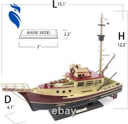 Modèle de bateau en bois Jaws Orca, pré-assemblé, finition antique, déco de pêche au requin.