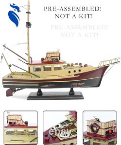 Modèle de bateau en bois Jaws Orca, pré-assemblé, finition antique, déco de pêche au requin.