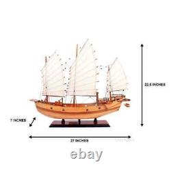 Modèle de bateau en bois 'Junk' chinois Voilier Décoration nautique pour maison et bureau