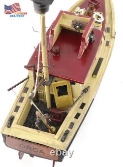 Modèle de bateau en bois Orca Jaws pré-assemblé pour la pêche au requin finition antique NOUVEAU