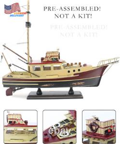 Modèle de bateau en bois Orca Jaws pré-assemblé pour la pêche au requin finition antique NOUVEAU