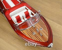 Modèle de bateau en bois Red Riva Italia Speed Boat 21 à l'échelle 1:16 de 53 cm