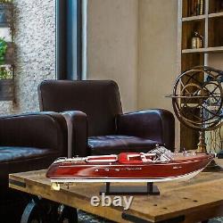 Modèle de bateau en bois Riva rouge n°21 pour décorer une table ou une étagère