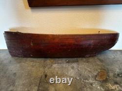 Modèle de bateau en bois ancien en demi-coque Art populaire maritime Nautique Seattle