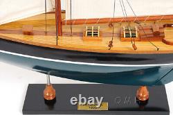 Modèle de bateau en bois de 27 pouces Peinture Pen Duick Replica