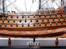 Modèle de bateau en bois de 38,5 pouces de haut HMS Victory à fond en cuivre semi-construit neuf