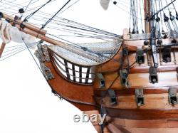 Modèle de bateau en bois de 38,5 pouces de haut HMS Victory à fond en cuivre semi-construit neuf