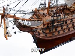 Modèle de bateau en bois de 38,5 pouces de haut HMS Victory à fond en cuivre semi-construit neuf