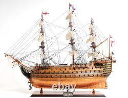 Modèle de bateau en bois de 38 pouces HMS VICTORY COPPER BOTTOM Replica nouveau