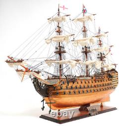 Modèle de bateau en bois de 38 pouces HMS VICTORY COPPER BOTTOM Replica nouveau