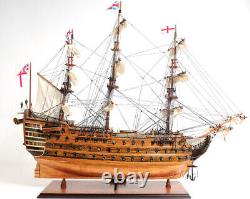 Modèle de bateau en bois de 38 pouces HMS VICTORY COPPER BOTTOM Replica nouveau