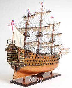 Modèle de bateau en bois de 38 pouces HMS VICTORY COPPER BOTTOM Replica nouveau