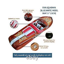 Modèle de bateau en bois de luxe fait main de 21 pouces de longueur, style red italien_speed boat, pour décoration de maison ou bureau