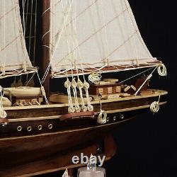 Modèle de bateau en bois de navire atlantique 28 73cm, yacht à voile en bois fait main