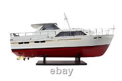 Modèle de bateau en bois fait main Chris Craft Commander 47 32 prêt à être exposé