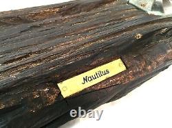 Modèle de bateau en bois fait main des années 1970 sur socle d'exposition très grand