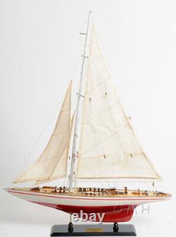 Modèle de bateau en bois peint de yacht Endeavour, réplique de 24 pouces