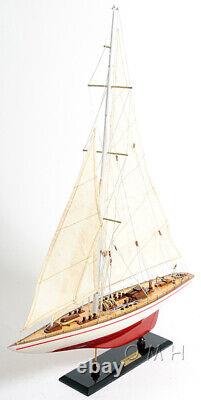 Modèle de bateau en bois peint de yacht Endeavour, réplique de 24 pouces