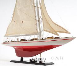 Modèle de bateau en bois peint de yacht Endeavour, réplique de 24 pouces