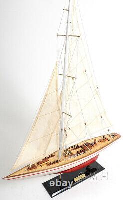 Modèle de bateau en bois peint de yacht Endeavour, réplique de 24 pouces