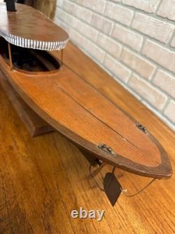 Modèle de bateau en bois vintage du fleuve Mississippi du Wisconsin avec support