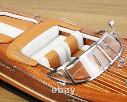 Modèle de bateau en bois vintage fait main pour décoration intérieure, cadeau d'anniversaire, exposition de bureau