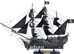Modèle de bateau pirate en bois noir perle de 22 pouces - Décor nautique - Cadeau pour collectionneurs