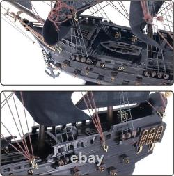 Modèle de bateau pirate en bois noir perle de 22 pouces - Décor nautique - Cadeau pour collectionneurs