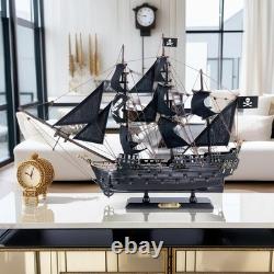 Modèle de bateau pirate en bois noir perle de 22 pouces - Décor nautique - Cadeau pour collectionneurs