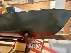 Modèle de bateau torpilleur Elco PT 109 de la marine américaine, en bois / métal, pré-construit à la main, 26