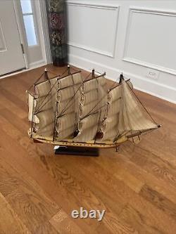 Modèle de navire de la victoire, bateau à voile en bois vintage fait à la main, décoration d'étagère XL