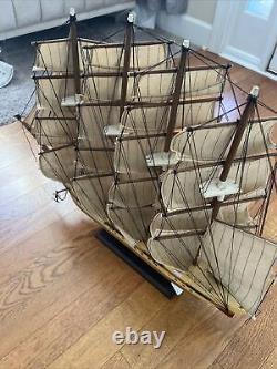 Modèle de navire de la victoire, bateau à voile en bois vintage fait à la main, décoration d'étagère XL