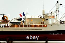 Modèle de navire en bois fait à la main du RV Calypso Research Vessel avec lumières