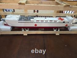 Modèle de navire en bois fait main de l'hôpital USNS Comfort, NOUVEAU 36 X 5 X 7