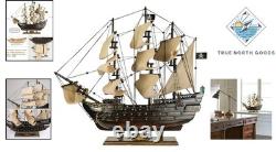 Modèle de navire pirate en noyer antique perle noire 20,5 pour les collectionneurs