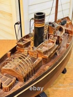 Modèle de remorqueur Danube VI des célèbres remorqueurs de la Tamise en bois bateau navire vtg 152 excellent