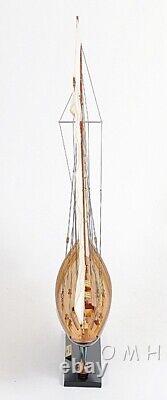 Modèle de voilier Pen Duick en bois peint Bateau à voile Yacht Modèle Décoration nautique