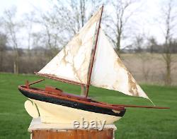 Modèle de voilier en bois Vintage Pond Yacht 38 Bateau à voile Sloop voiles antique large