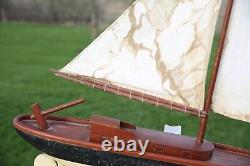 Modèle de voilier en bois Vintage Pond Yacht 38 Bateau à voile Sloop voiles antique large