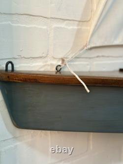 Modèle de yacht à grande échelle VTG en bois/tissu monté au mur, voilier 46x48