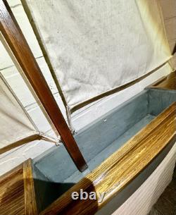 Modèle de yacht à grande échelle VTG en bois/tissu monté au mur, voilier 46x48