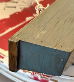 Modèle de yacht à grande échelle VTG en bois/tissu monté au mur, voilier 46x48