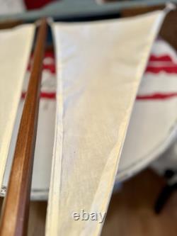 Modèle de yacht à grande échelle VTG en bois/tissu monté au mur, voilier 46x48
