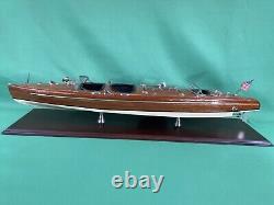 Modèle en acajou de bateau à moteur Chris Craft Triple Cockpit Authentic Models NICE