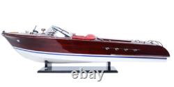 Modèle en bois de bateau à moteur RC Ready Riva Aquarama 35 Runabout en acajou