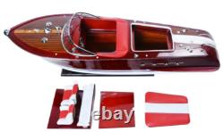 Modèle en bois de bateau à moteur RC Ready Riva Aquarama 35 Runabout en acajou
