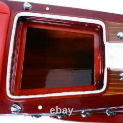 Modèle en bois de bateau à moteur RC Ready Riva Aquarama 35 Runabout en acajou