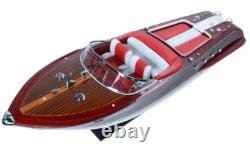 Modèle en bois de bateau à moteur RC Ready Riva Aquarama 35 Runabout en acajou